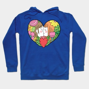 couple kiss heart shape Hoodie